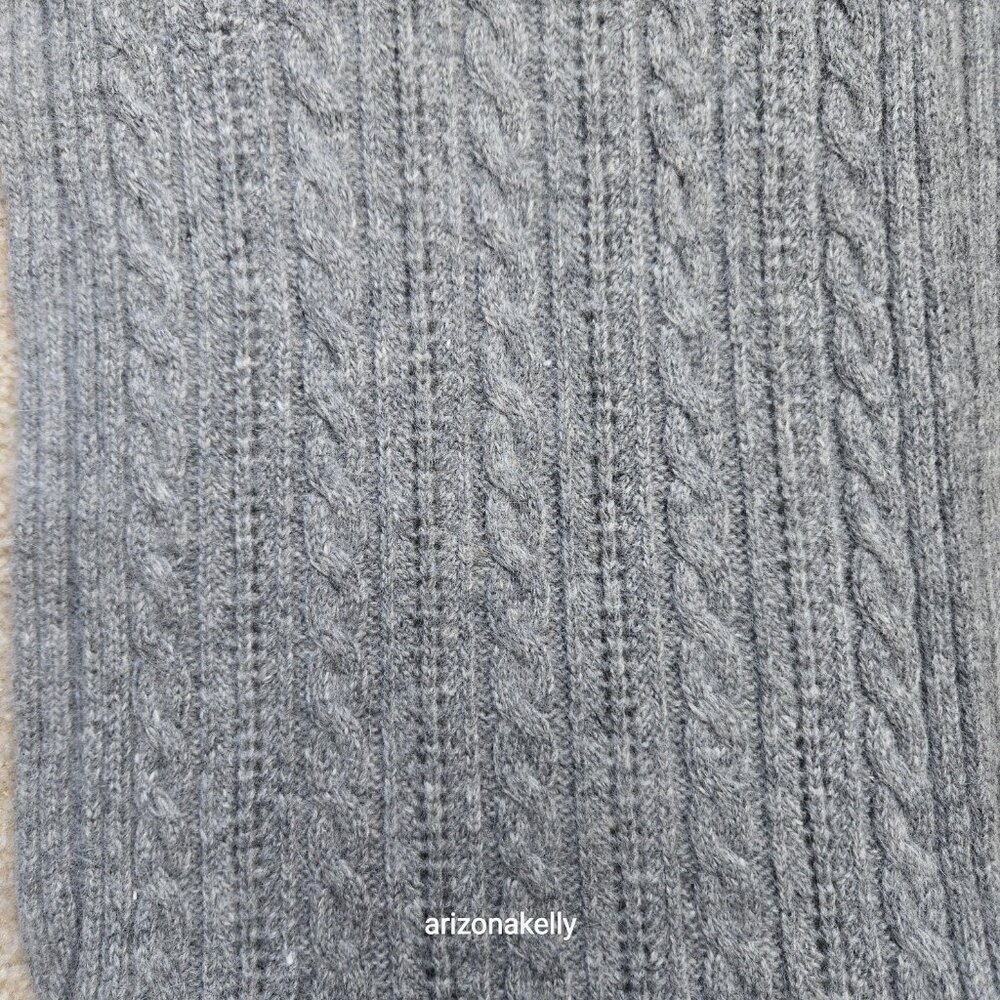 Lauren Ralph Lauren Lambswool Angora Scarf Cable Diamond Poinetlle Grey - Picture 12 of 14